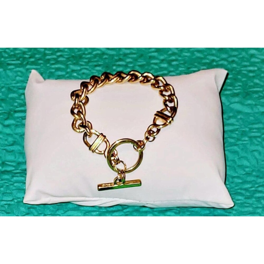 Vintage Goldtone Thick Link Chain Toggle Bracelet EUC